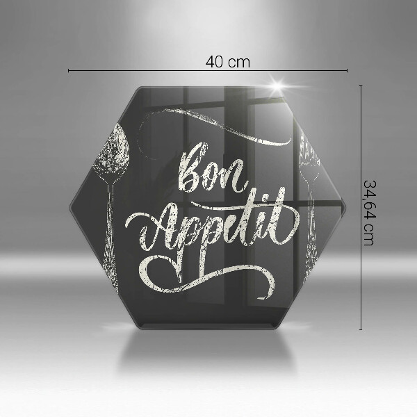 Tocător din sticlă Inscripție Bon appetit