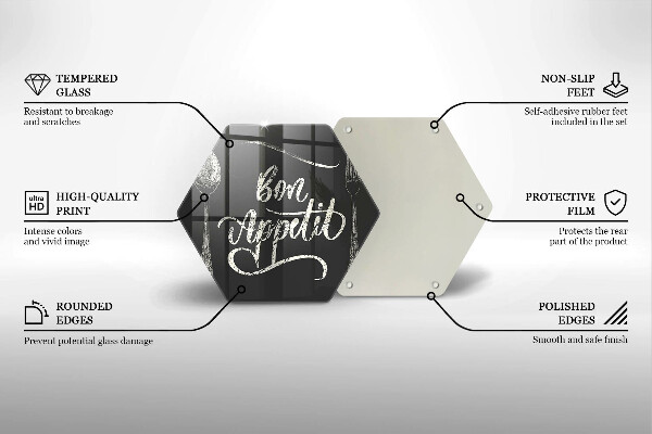 Tocător din sticlă Inscripție Bon appetit