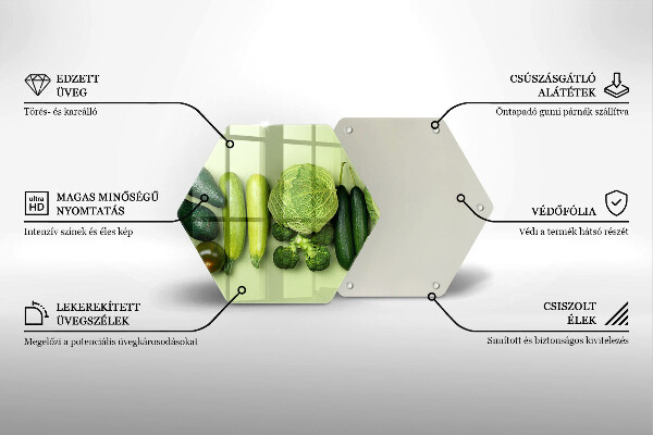Tocător din sticlă Fructe și legume verzi