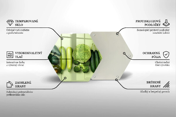 Tocător din sticlă Fructe și legume verzi