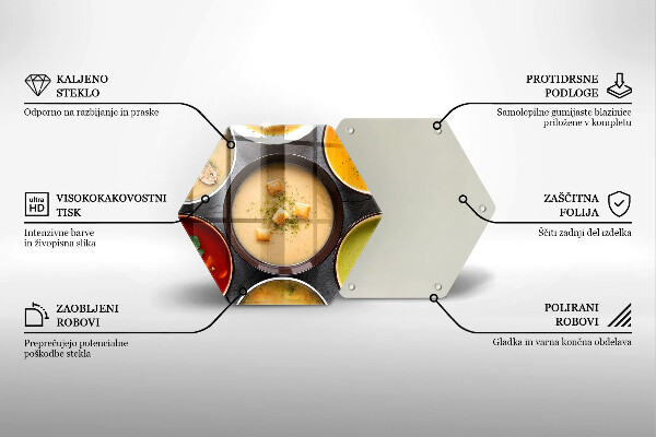 Tocător din sticlă Supe colorate