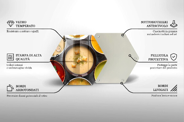 Tocător din sticlă Supe colorate