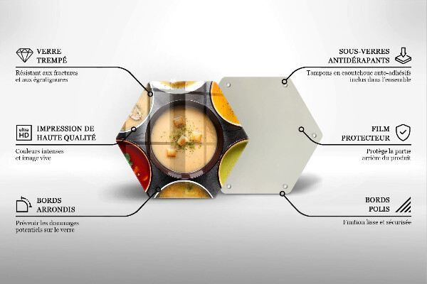 Tocător din sticlă Supe colorate