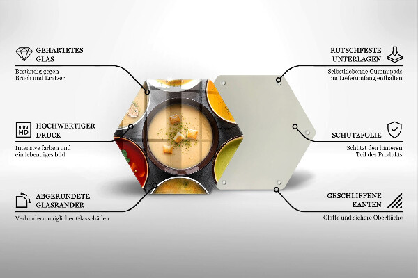 Tocător din sticlă Supe colorate