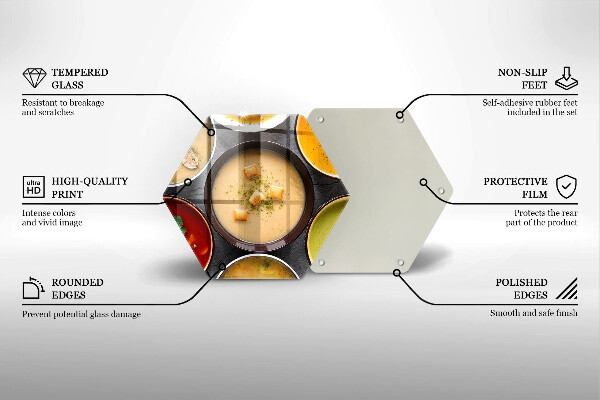 Tocător din sticlă Supe colorate