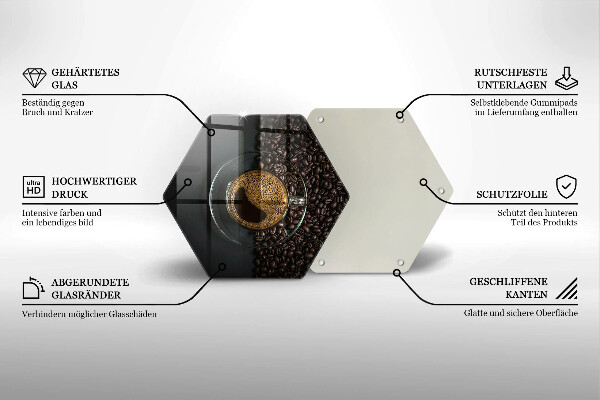 Tocător sticlă Cafea și fasole