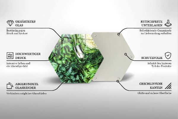 Tocător sticlă Legume verzi