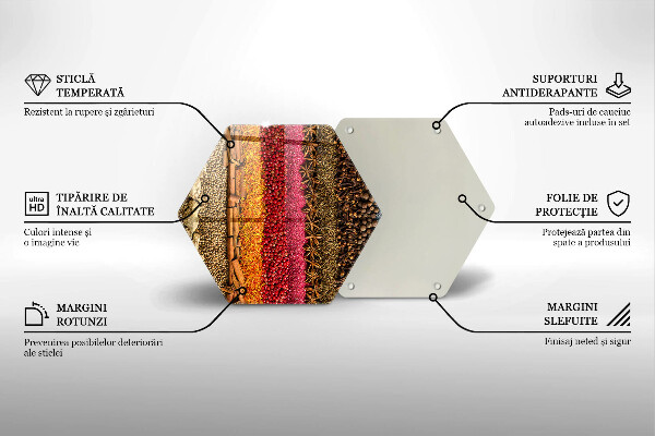 Tocător sticlă Condimente colorate