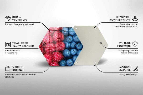 Tocător sticlă Fructe de zmeură și afine