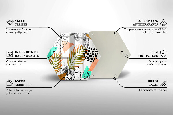 Tocător sticlă Model de frunze Boho