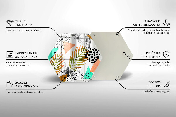 Tocător sticlă Model de frunze Boho