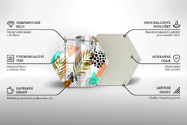 Tocător sticlă Model de frunze Boho