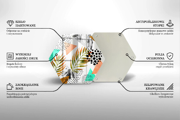 Tocător sticlă Model de frunze Boho