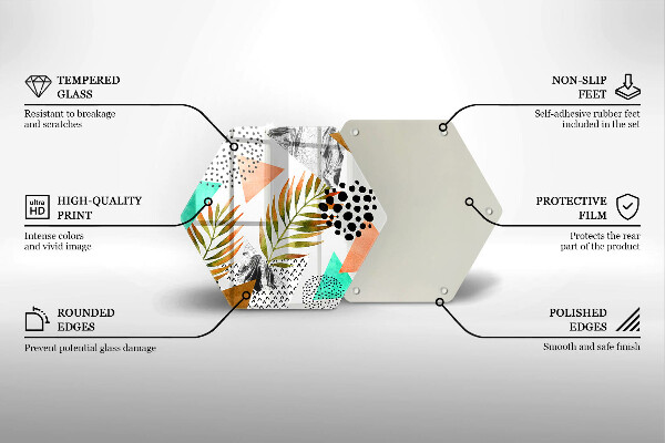 Tocător sticlă Model de frunze Boho