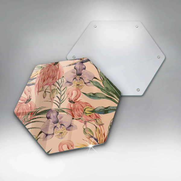 Tocător sticlă Ilustrație cu flamingo