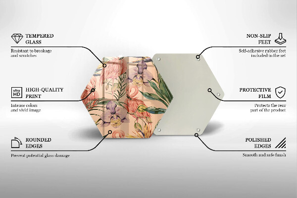 Tocător sticlă Ilustrație cu flamingo