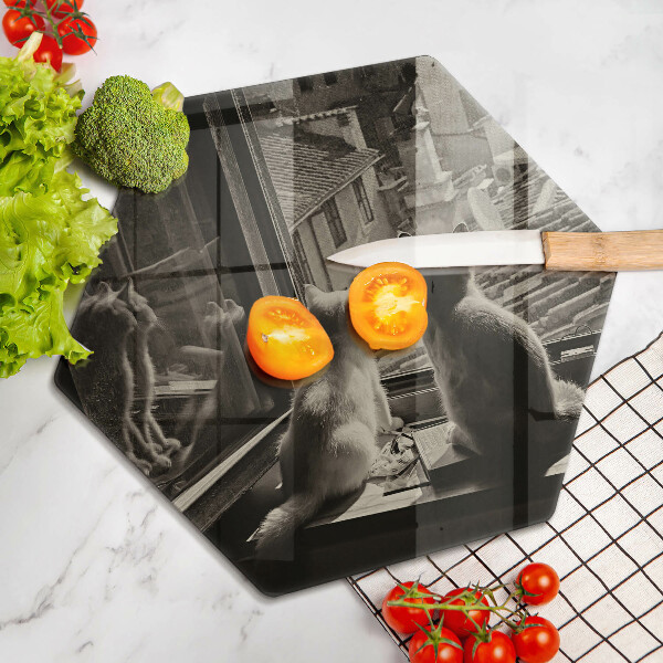 Tocător de bucătărie Orașul pisicilor și fereastra