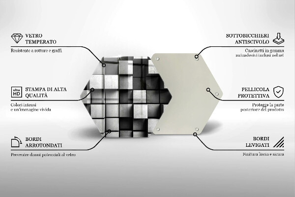 Tocător de bucătărie Pătrate 3D abstracte