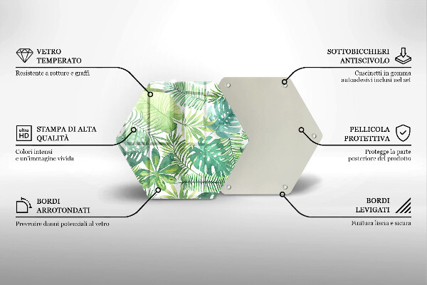 Tocător de bucătărie Acuarelă frunze boho