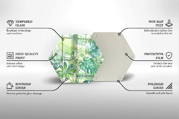 Tocător de bucătărie Acuarelă frunze boho