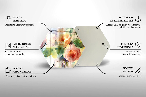 Tocător de bucătărie Flori pictate