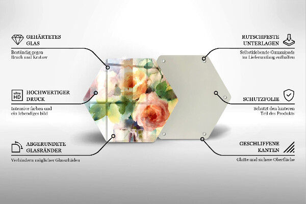 Tocător de bucătărie Flori pictate