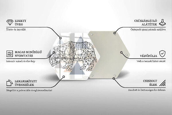 Tocător de bucătărie Linie de artă rinocer
