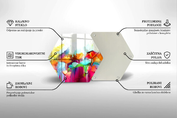 Tocător de bucătărie Flori pictate