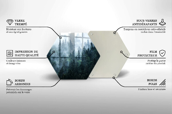 Tocător sticlă Copaci de pădure și ceață