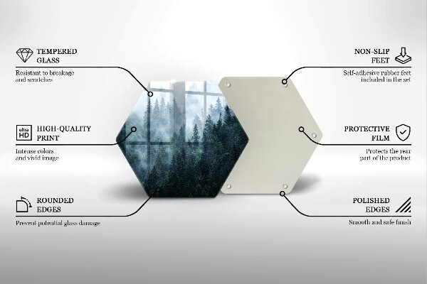 Tocător sticlă Copaci de pădure și ceață