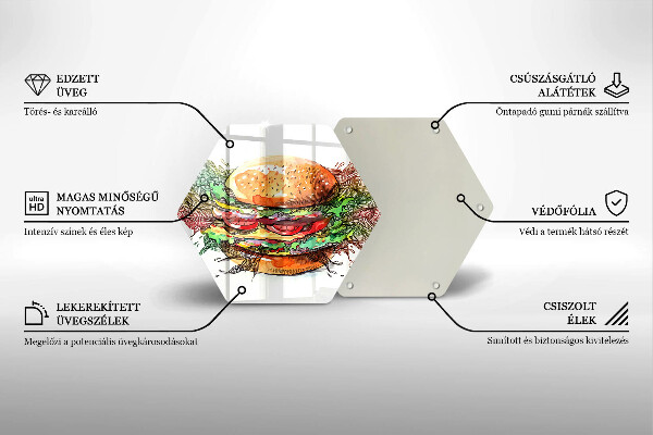 Tocător de bucătărie Desen de hamburger