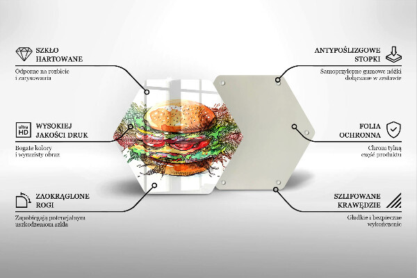 Tocător de bucătărie Desen de hamburger
