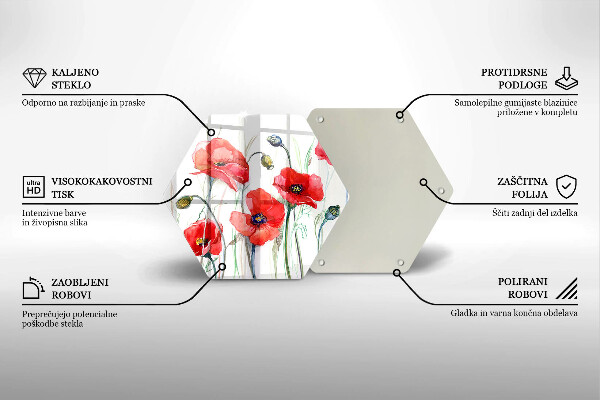 Tocător de bucătărie Flori roșii de maci