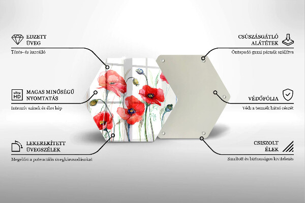 Tocător de bucătărie Flori roșii de maci