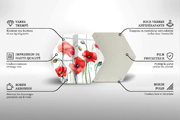 Tocător de bucătărie Flori roșii de maci