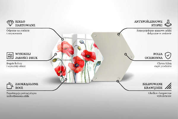 Tocător de bucătărie Flori roșii de maci