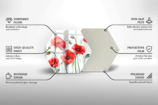 Tocător de bucătărie Flori roșii de maci