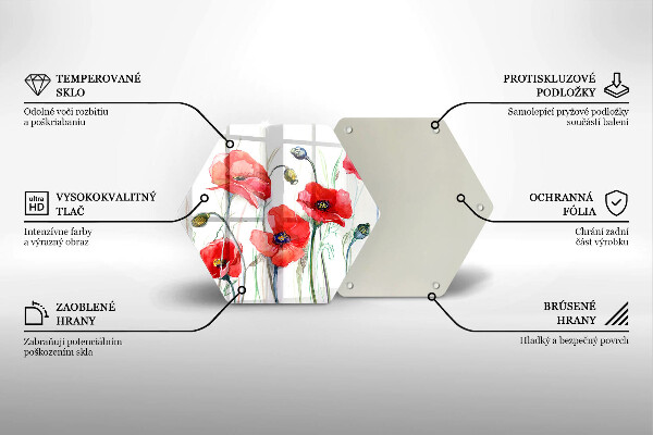 Tocător de bucătărie Flori roșii de maci