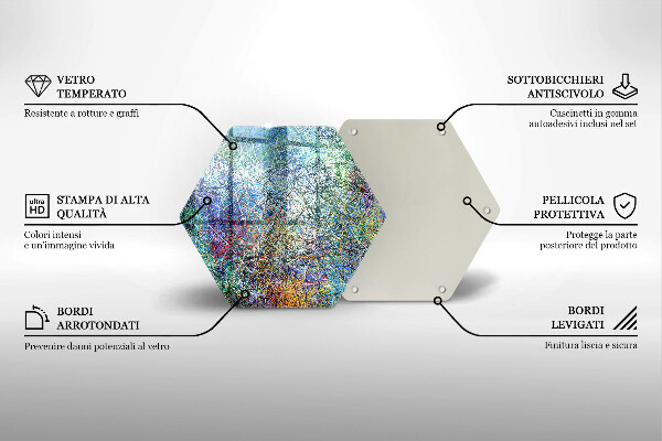 Tocător de bucătărie Abstracție de linii colorate