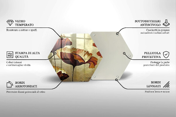 Tocător de bucătărie Flori boho pictate