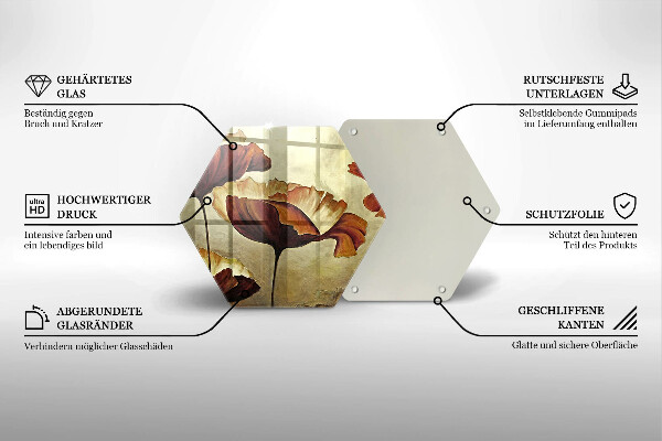 Tocător de bucătărie Flori boho pictate