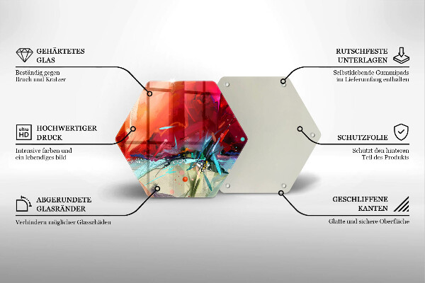 Tocător sticlă Abstracție pictată