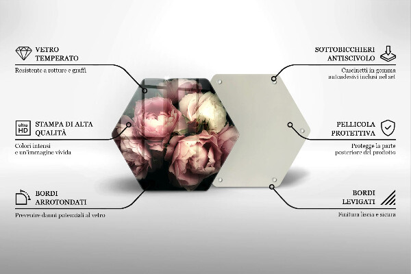 Tocător sticlă Flori de bujor