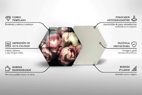 Tocător sticlă Flori de bujor