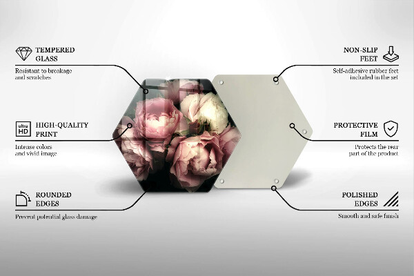 Tocător sticlă Flori de bujor