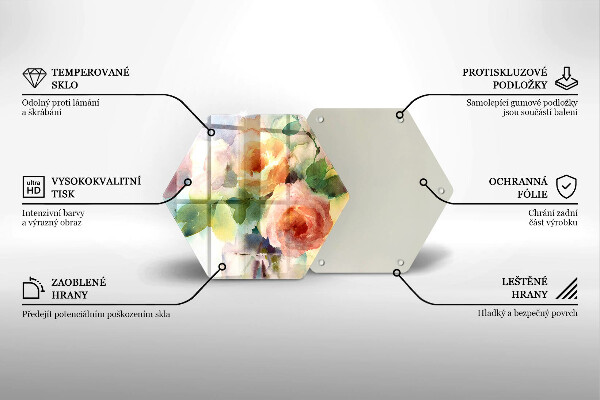 Tocător sticlă Flori pictate