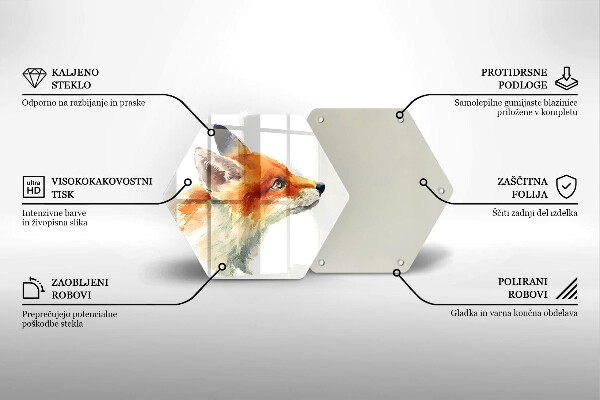 Tocător sticlă Vulpe pictată