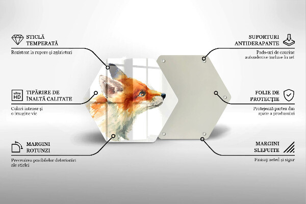 Tocător sticlă Vulpe pictată