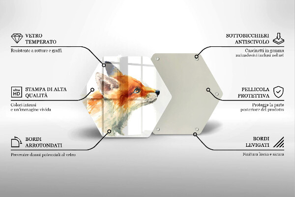 Tocător sticlă Vulpe pictată