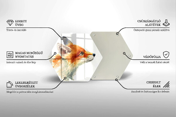 Tocător sticlă Vulpe pictată